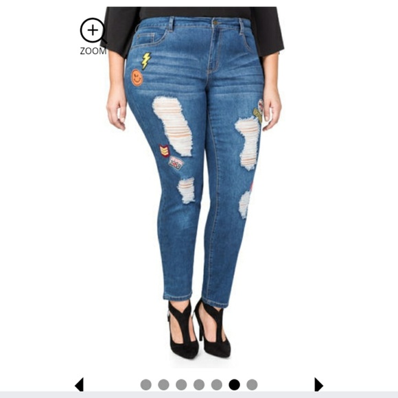 Destructed skinny jeans with patches - Picture 2 of 3